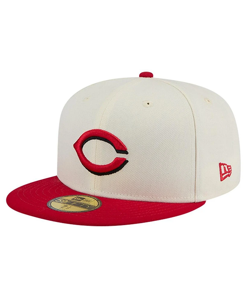 New Era Men's White Cincinnati Reds Evergreen Chrome 59Fifty Fitted Hat