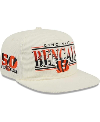 New Era Men's Cream Cincinnati Bengals Throwback Corduroy Golfer Snapback Hat