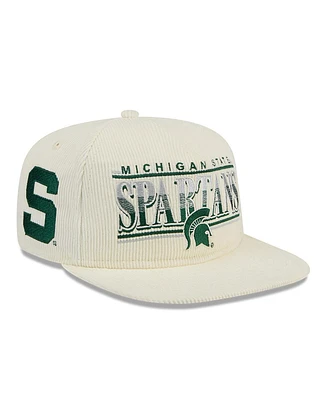 New Era Men's White Michigan State Spartans Throwback Golfer Corduroy Snapback Hat