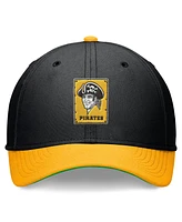 Nike Men's Black/Gold Pittsburgh Pirates Cooperstown Collection Rewind Swooshflex Performance Hat