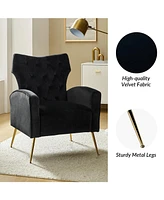 Hulala Home Danita Wooden Upholstery Accent Chair with Contemporary Velvet