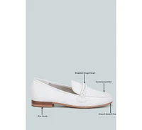 Rag & Co Kita Braided Strap Detail Loafers White