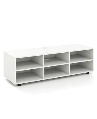 Slickblue Tv Stand with 6 Storage Compartments-White