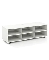 Slickblue Tv Stand with 6 Storage Compartments-White