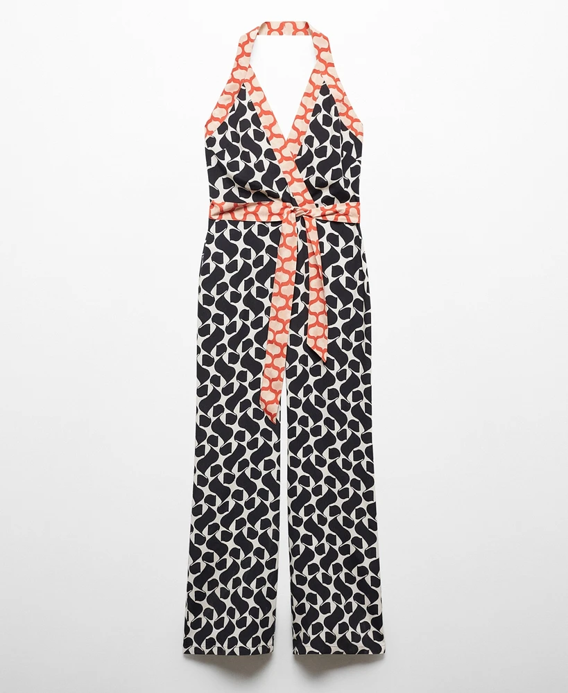 Mango Women's Printed Bow Detail Jumpsuit