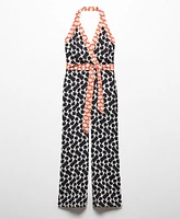 Mango Women's Printed Bow Detail Jumpsuit