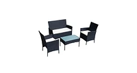 Slickblue 4 Pcs Outdoor Rattan Wicker Cushioned Seat with a Loveset