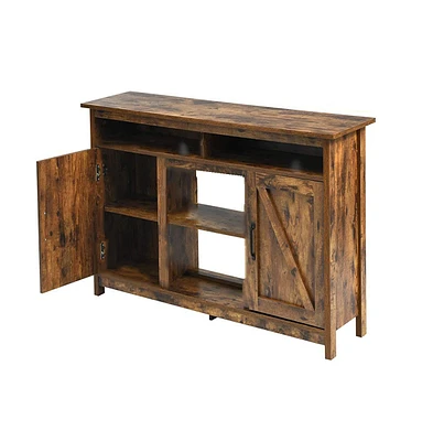 Slickblue Industrial Tv Stand Entertainment Center with Shelve and Cabinet-Brown