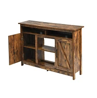 Slickblue Industrial Tv Stand Entertainment Center with Shelve and Cabinet-Brown
