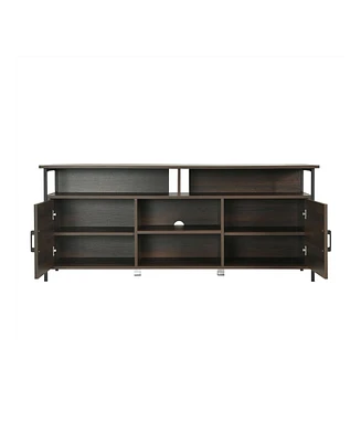 Slickblue Wood Tv Stand Entertainment Media Center Console with Storage Cabinet