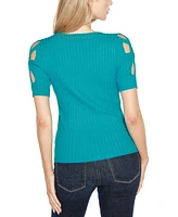 Belldini Women's Embellished Criss Cross Sleeve Sweater