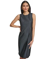 Calvin Klein Women's Crewneck Sleeveless Denim Sheath Dress