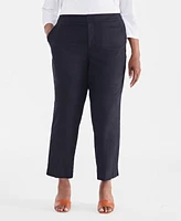 Style & Co Plus Mid-Rise Linen Blend Everyday Ankle Pants, Created for Macy's