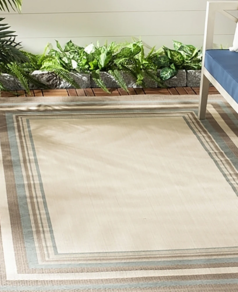 Safavieh Courtyard CY7896 Beige and Blue 5'3" x 7'7" Outdoor Area Rug