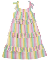 Rare Editions Little Girls Striped Metallic Midi Dress