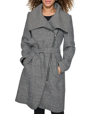 Karl Lagerfeld Paris Women's Houndstooth Wrap Coat