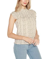 Belldini Women's Smocked Dot-Print Knit Top