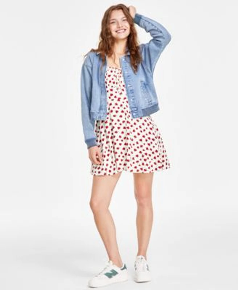 Celebrity Pink Juniors Collared Denim Jacket Self Esteem Flare Mini Dress