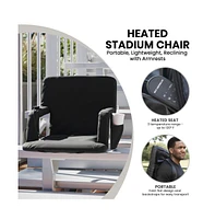 Mikki Portable Heated Reclining Stadium Chair With Armrests
