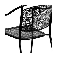 Emma+Oliver Commercial 35.5" Square Metal Garden Patio Table Set W/ 4 Round Back Chairs