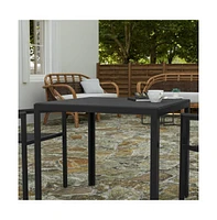 Tristan All-Weather Indoor/Outdoor Square Patio Dining Table For 4 With Steel Frame And Poly Resin Slatted Top