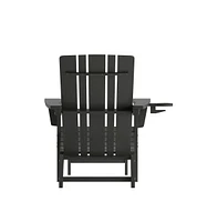 Ridley Hdpe Adirondack Chair With Cup Holder And Pull Out Ottoman, All-Weather Indoor/Outdoor Lounge