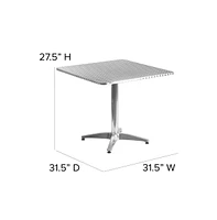 Emma+Oliver 31.5'' Square Aluminum Indoor-Outdoor Table With Base