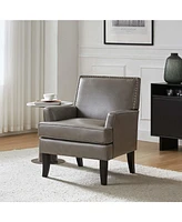 Nihad Modern Faux Leather Accent Chair with Nailhead Trim