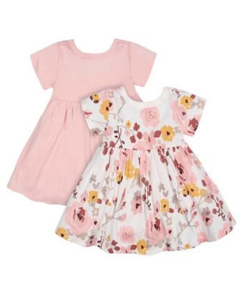 Gerber Baby Girls Baby Pink Floral Short Sleeve Dresses 2 Pack