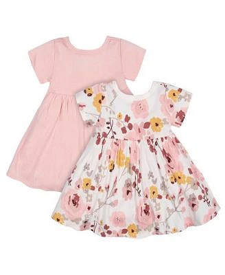 Gerber Baby Girls Baby Gray Floral Short Sleeve Dresses 2 Pack