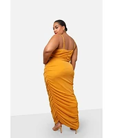 Rebdolls Plus Size Bebe Ruched Glitter Mesh Maxi Bodycon Skirt