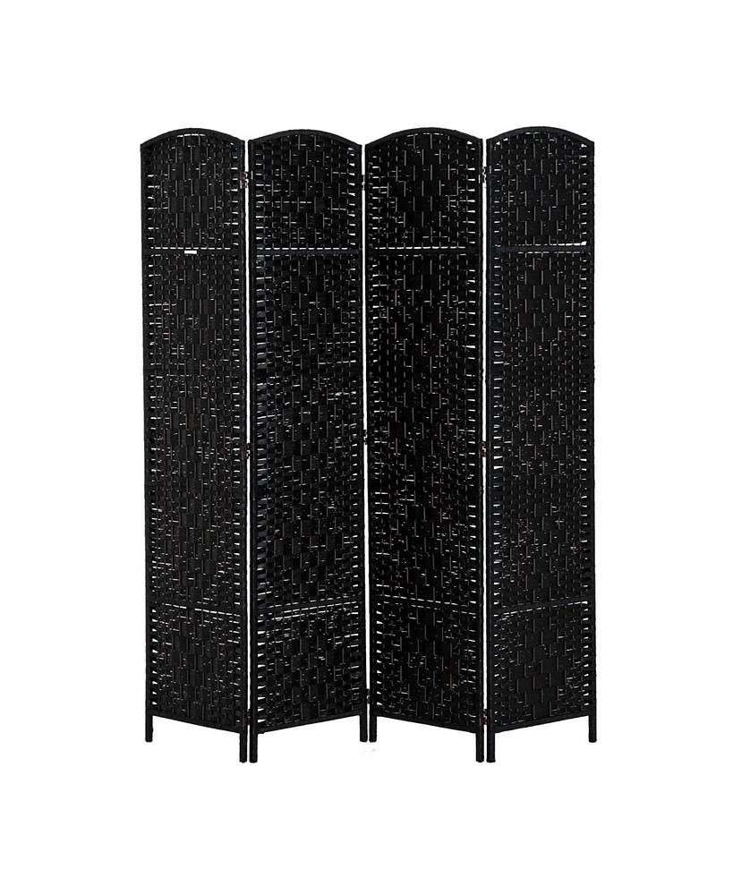 Homcom Panel Resin Wicker Folding Room Divider Privacy Screen Home Office Decor