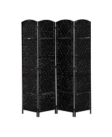 Homcom Panel Resin Wicker Folding Room Divider Privacy Screen Home Office Decor