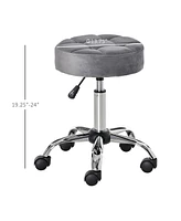 Homcom Round Vanity Stool with Height Adjustable Lift & Luxury Style Upholstery