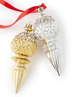 Holiday Lane Shine Bright Finial Shatterproof Ornaments, Set of 4, Created for Macy's