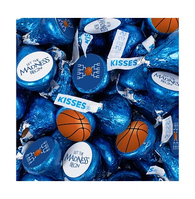 Just Candy 100ct Basketball Party Favors Stickered Hershey's Kisses Candy Let the Madness Begin (100 Count) - Orange