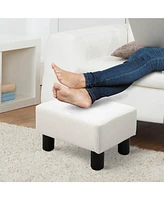 Homcom Modern Small Ottoman Footrest Pu Leather Footstool Rectangular Seat Stool White