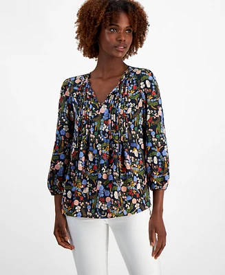 Tommy Hilfiger Women's Floral-Print Pintucked Peasant Blouse