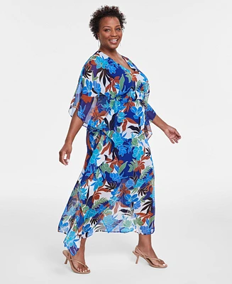 I.n.c. International Concepts Plus Floral-Print Kaftan Dress, Created for Macy's