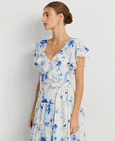 Lauren Ralph Women's Belted Tiered Floral Gown