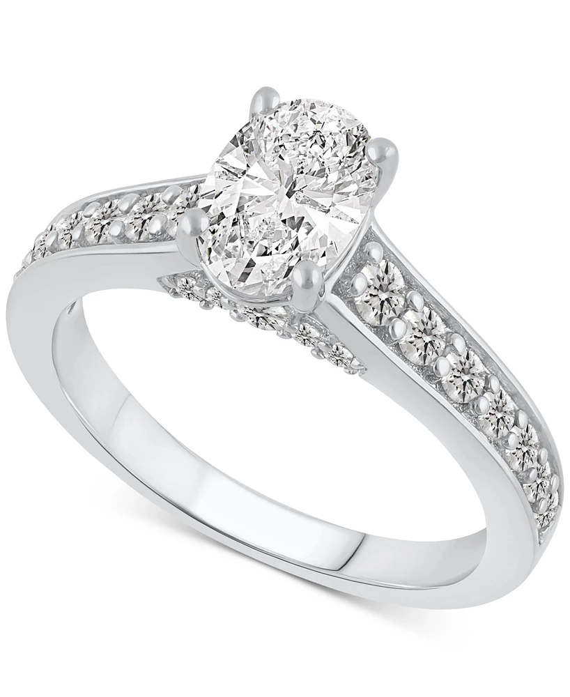 Gia Certified Diamond Oval Engagement Ring (1-1/2 ct. t.w.) in 14k White Gold