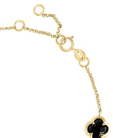 Effy Onyx Clover Station Chain Link Bracelet in 14k Gold