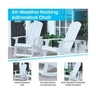 Atlantic Adirondack Patio Furniture Set Includes All-Weather Rocking Chairs And Side Table