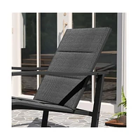 Brevyn 3 Piece Outdoor Bistro Set With Flex Comfort Rocking Chairs And Steel Framed Glass Top Table