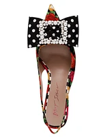 Betsey Johnson Birdie Floral Slingback Bow Pumps