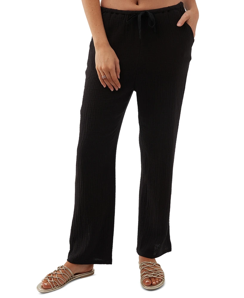 O'Neill Juniors' Brenda Cotton Gauze Wide-Leg Pants