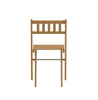 Merrick Lane Stora Set Of 2 Solid Acacia Wood Armless Folding Patio Bistro Chairs With Slatted Backs And Seats