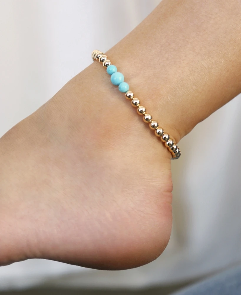 Ettika Turquoise and 18k Gold Plated Beaded Anklet