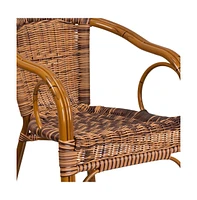 Esna Series Stacking Rattan Patio Chair With Bamboo Look Aluminum Frame And Integrated Arms