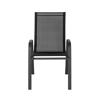 5 Pack. Outdoor Stack Chair With Flex Comfort Material And Metal Frame